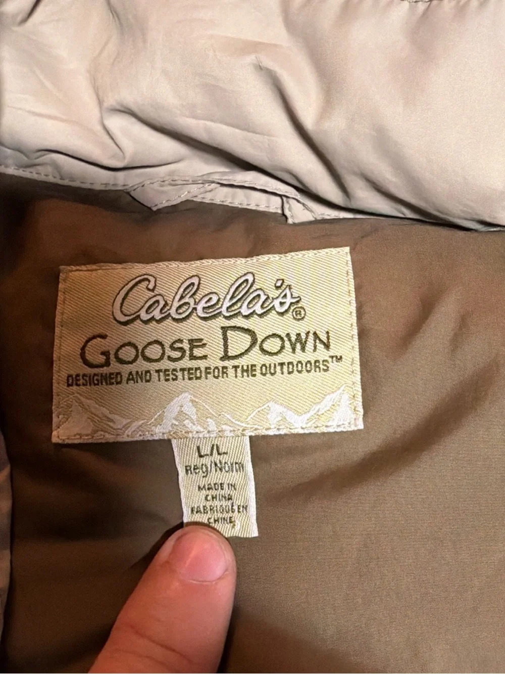 Cabelas Goose Down Puffer Best Beige And Brown Hunting Size Large